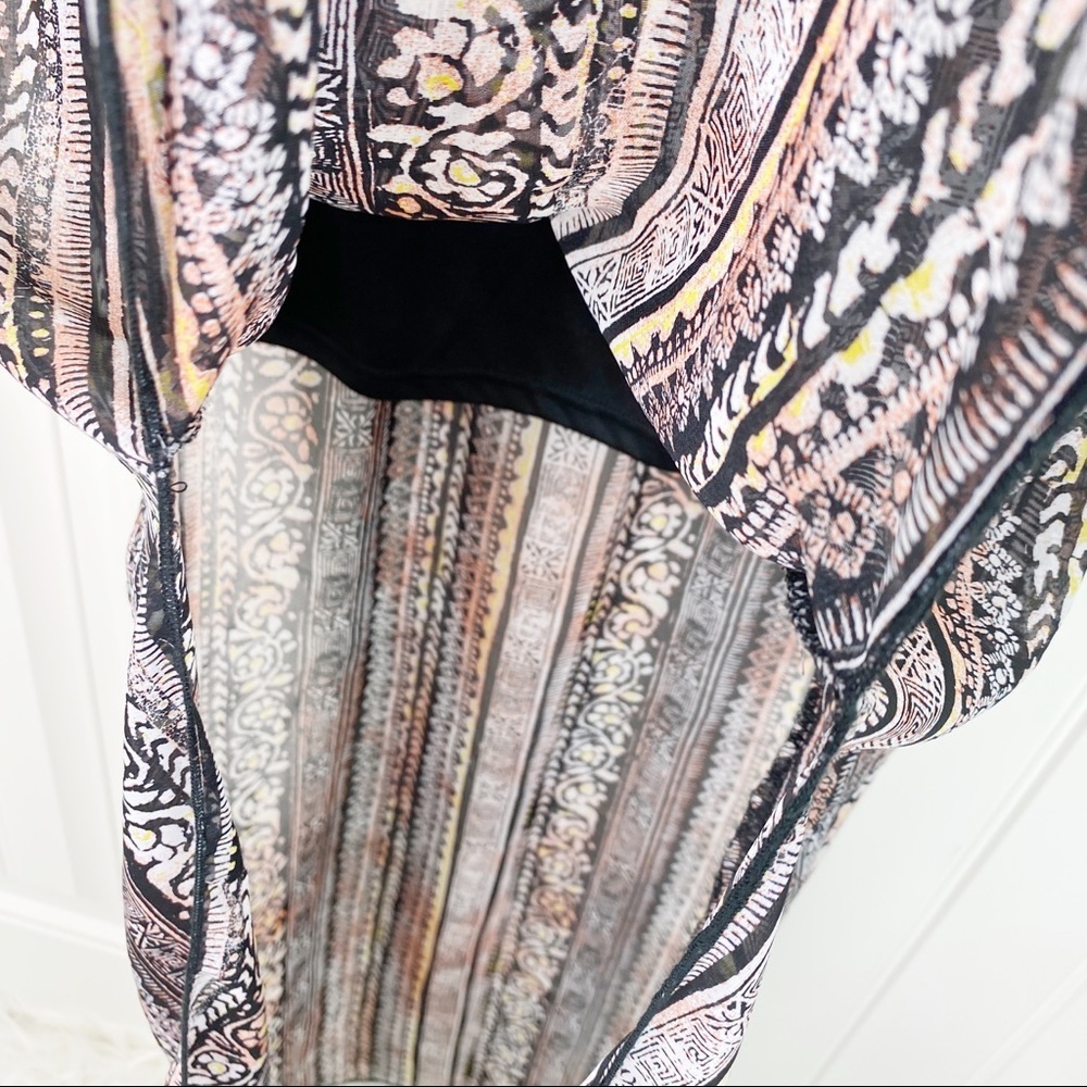 Socialite Boho Print Double Slit Maxi Skirt Sheer - Picture 3 of 6